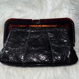 Luxurious Black Snakeskin Clutch